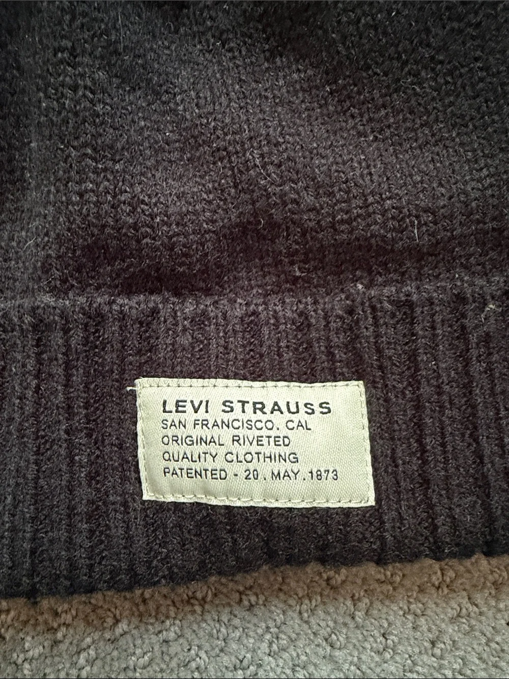 Levi's Black Fleece Lined Beanie with Branded Patch